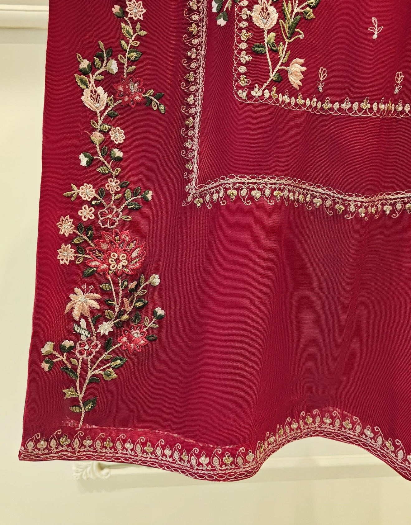 Agha Noor 3 Piece - Pure Cotton Net Embroidered Dress