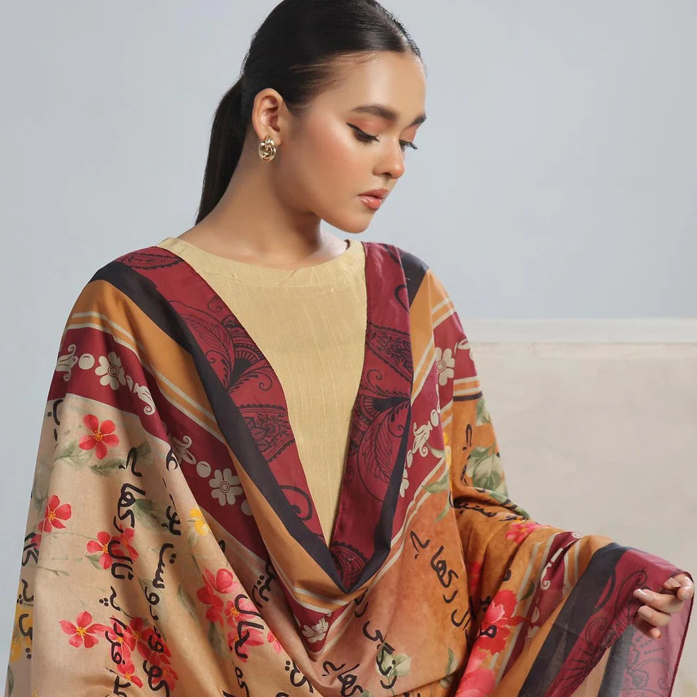 Urdu Poetry Printed Calligraphy Swiss Lawn Dupatta