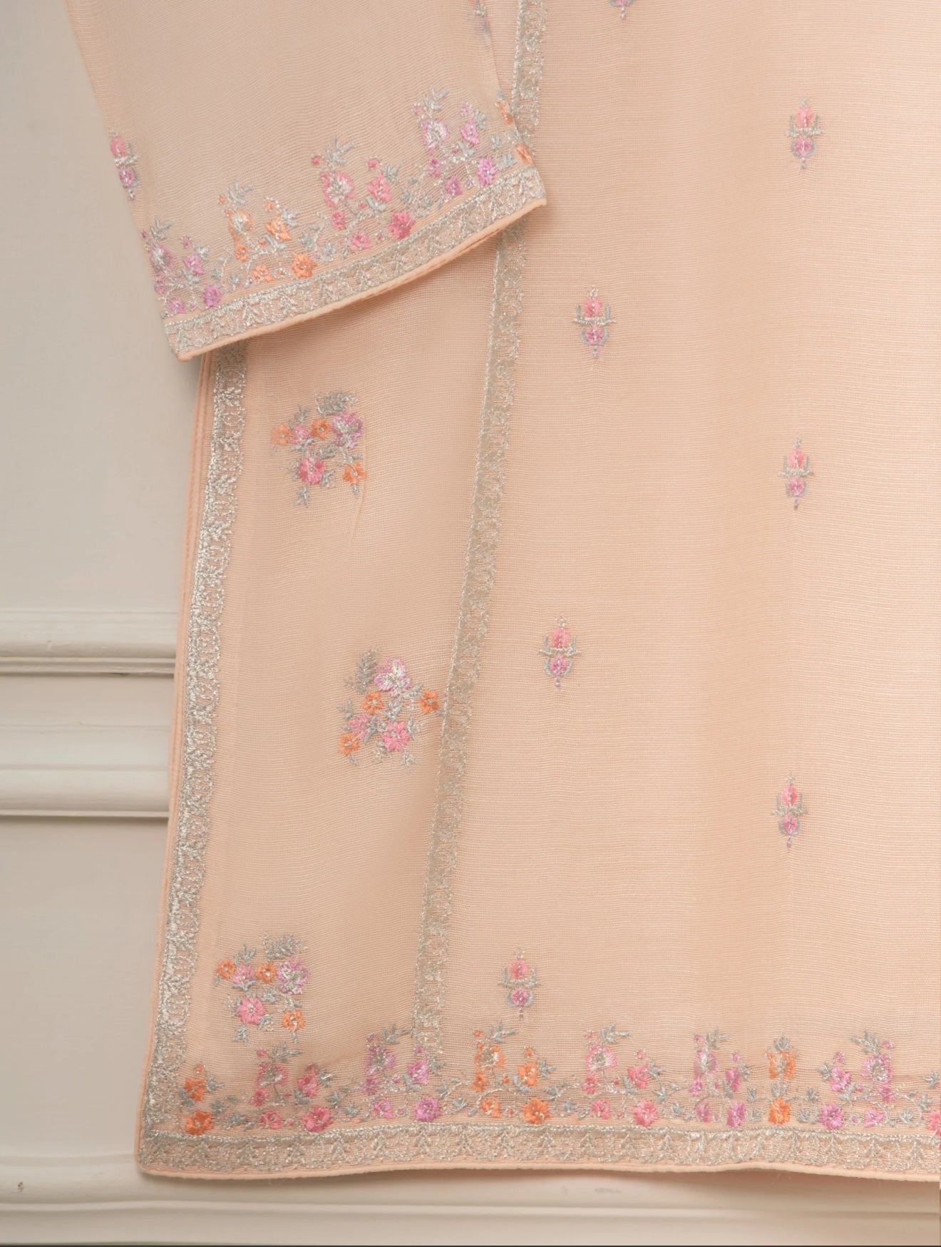 Agha Noor 3 Piece - Pure Cotton Net Embroidered Dress S111304