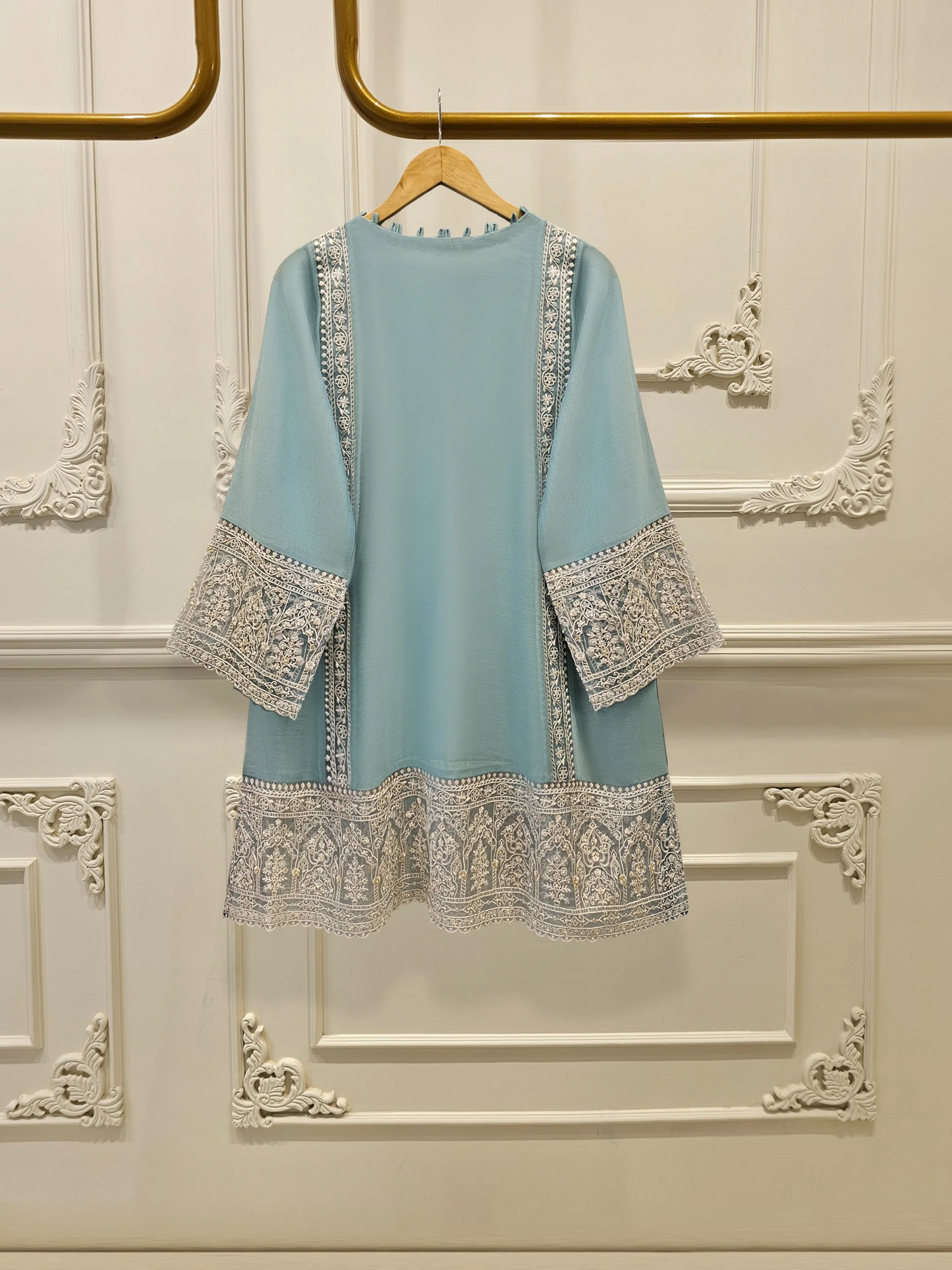 Agha Noor 3 Piece - Pure Cotton Net Embroidered Dress S111765