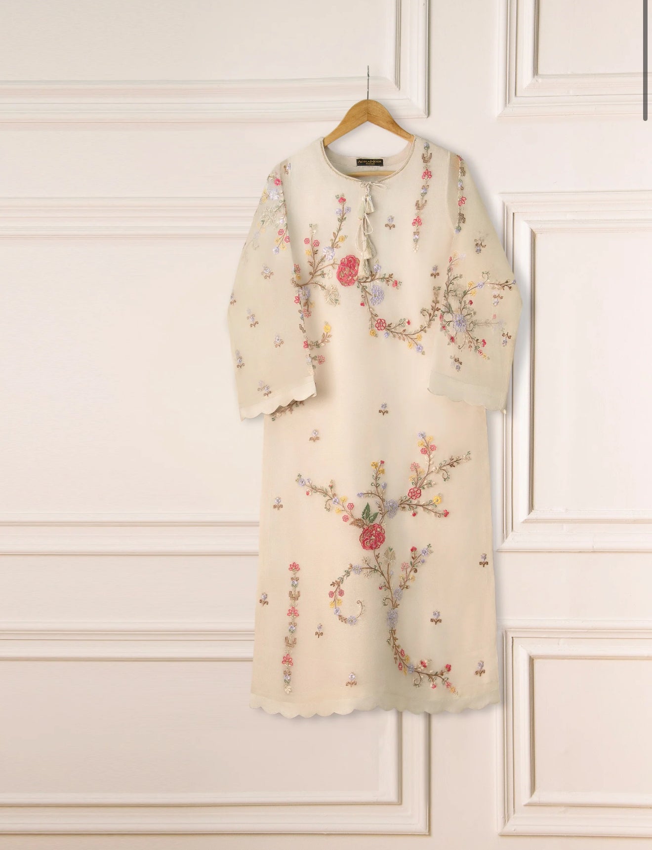 Agha Noor 3 Piece - Pure Organza Embroidered Dress