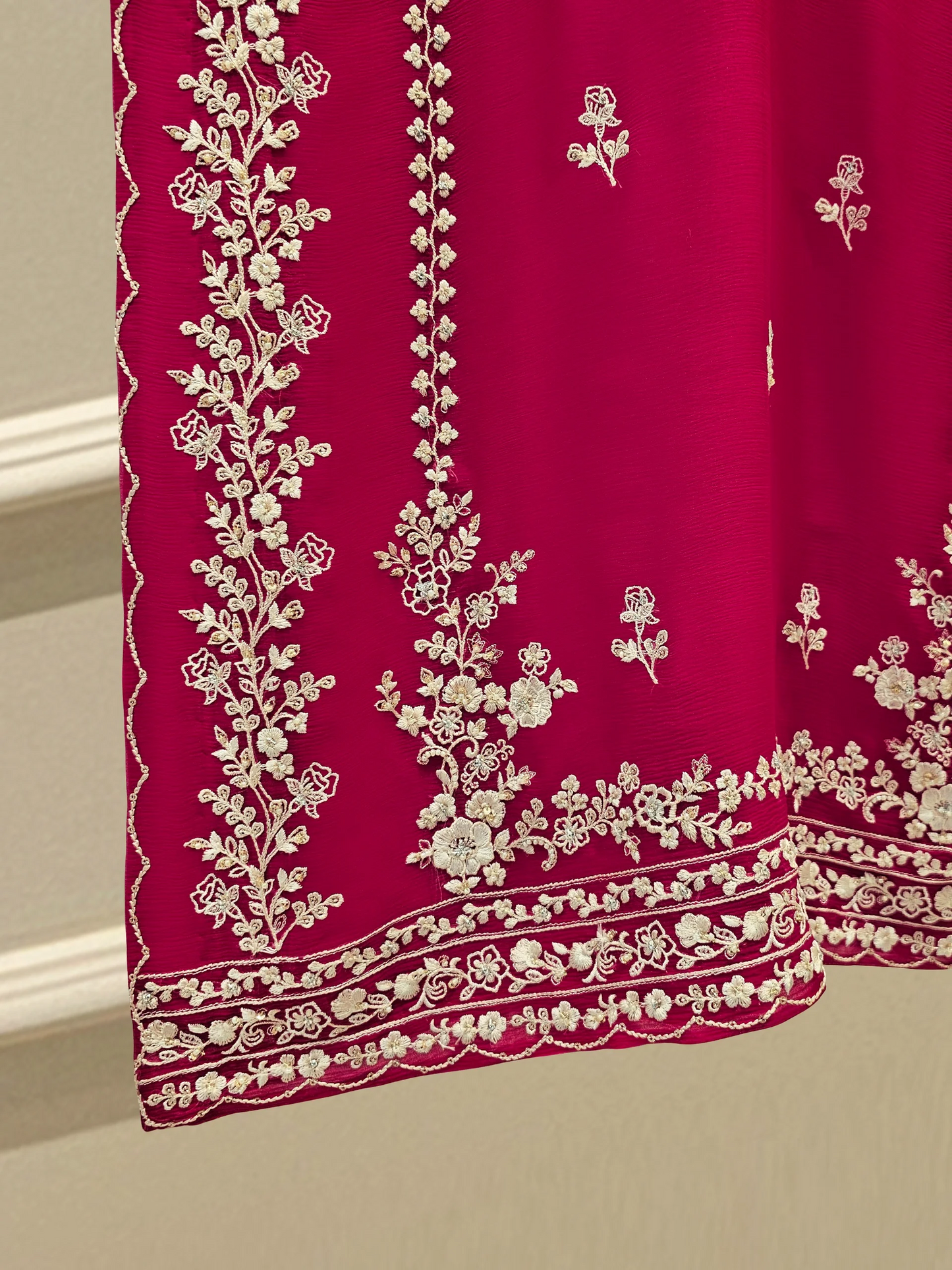 Agha Noor 3 Piece - Pure Chiffon Embroidered Dress S111641