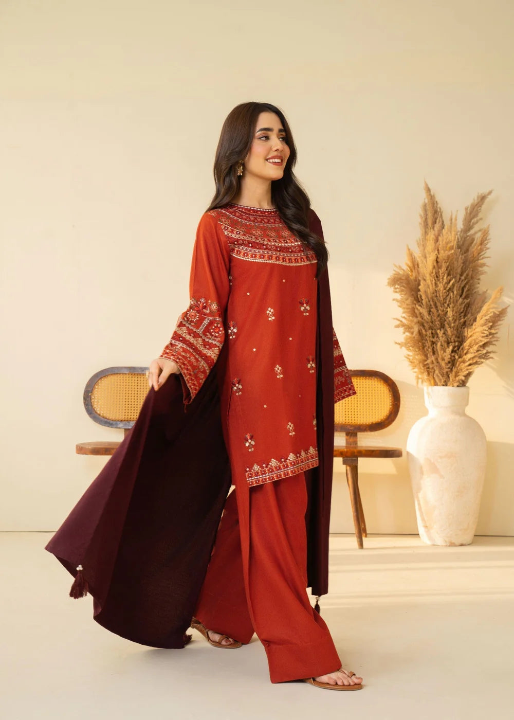 Marina Farshi Shalwar Suit Embroidered Dress