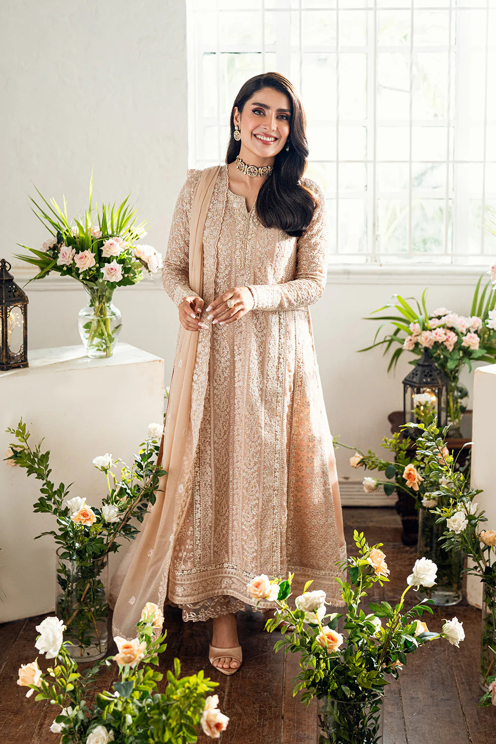 Azure Chiffon Embroidered Dress Latest Collection 2025