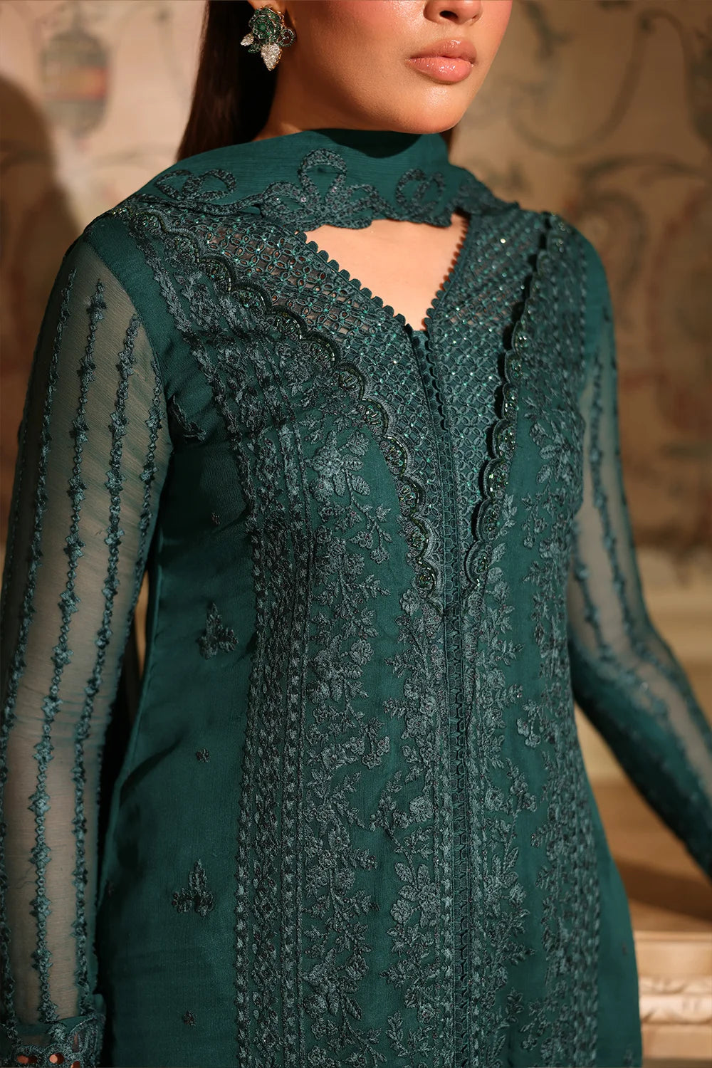 Azure Latest Collection Chiffon Embroidered Dress