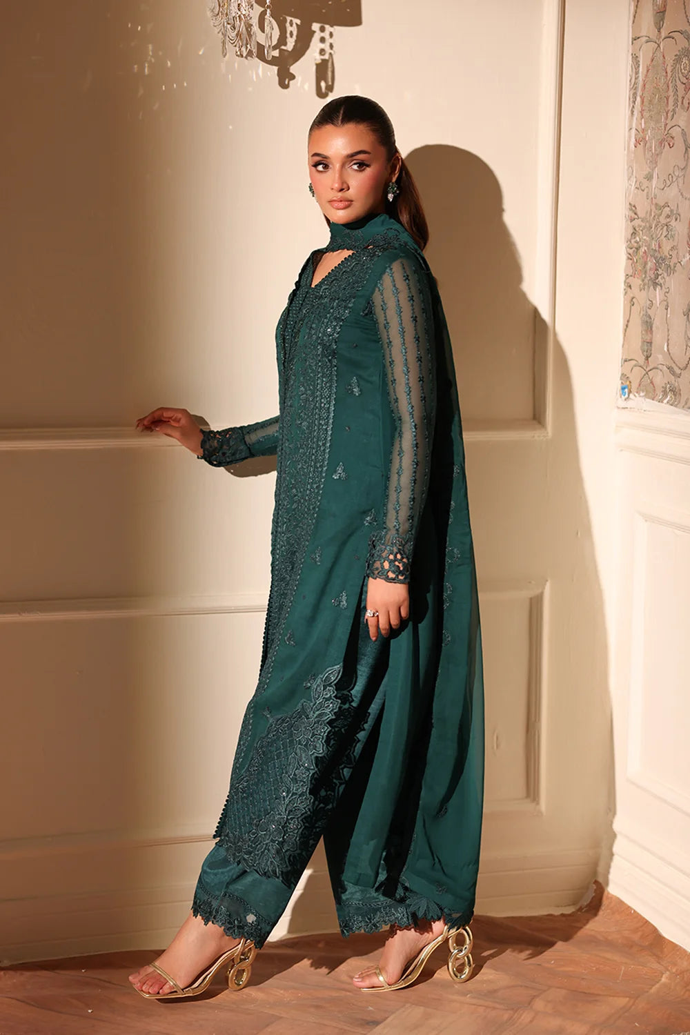 Azure Latest Collection Chiffon Embroidered Dress