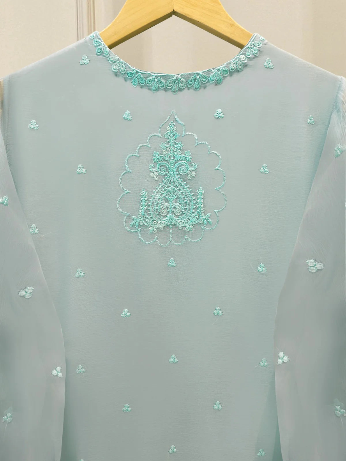 Agha Noor 3 Piece - Pure Chiffon Embroidered Dress