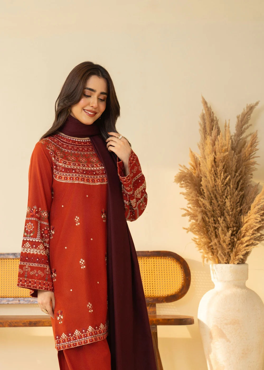 Marina Farshi Shalwar Suit Embroidered Dress