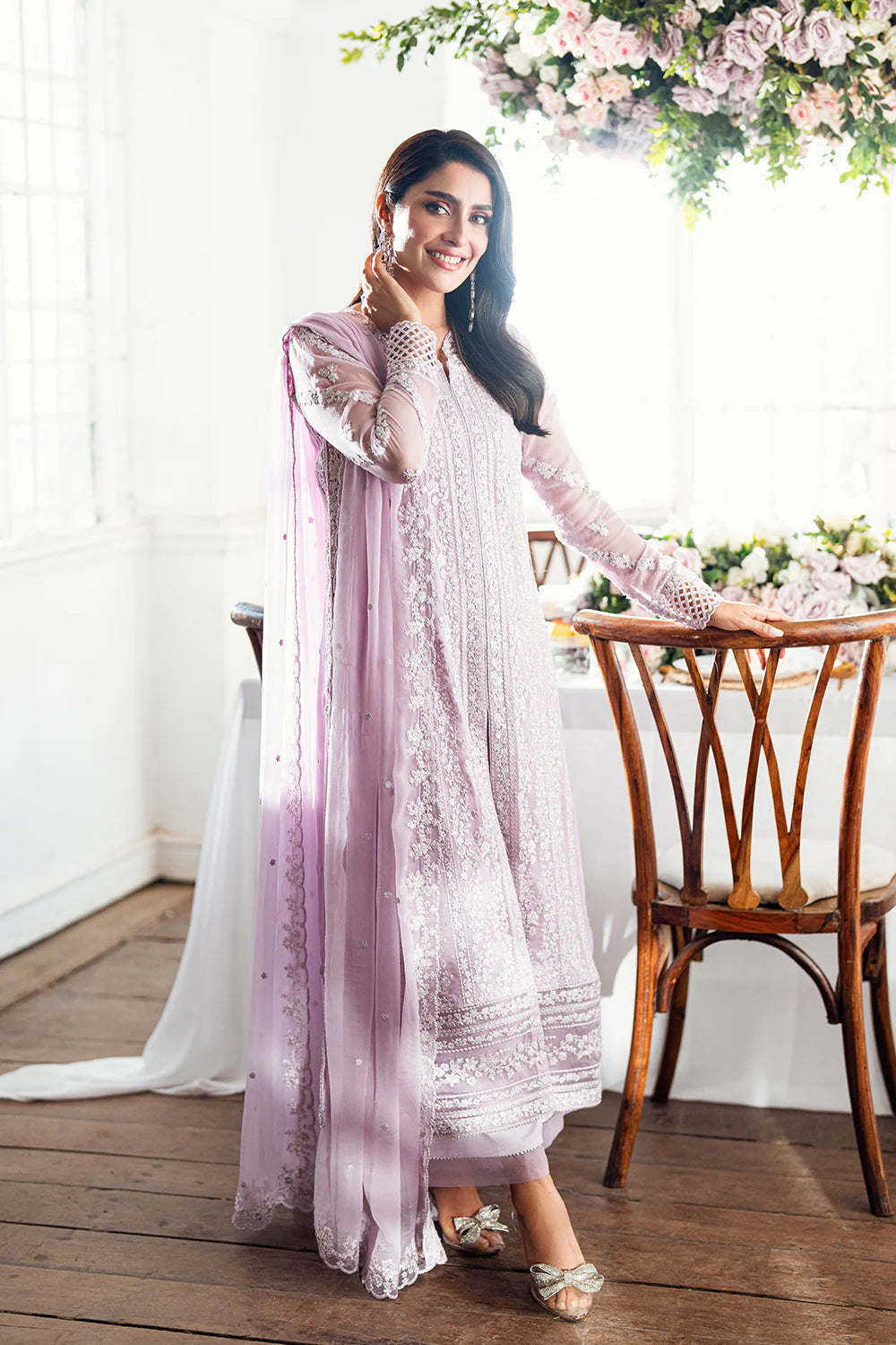 Azure Chiffon Embroidered Dress Latest Collection 2025