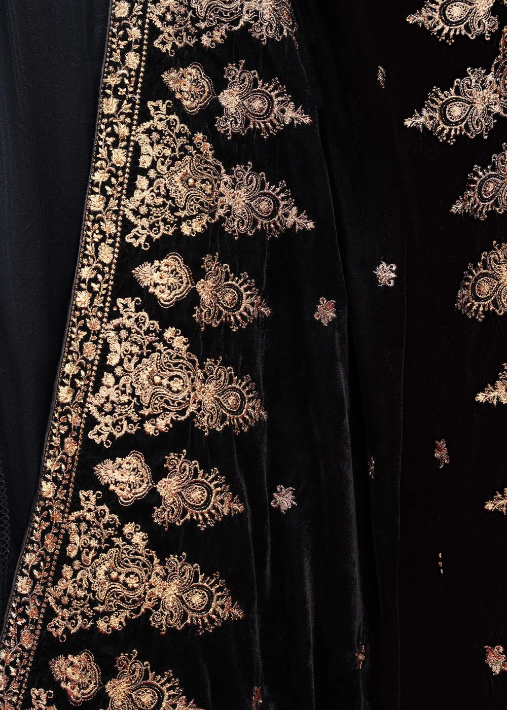 Velvet Zari Embroidered Shawl Black