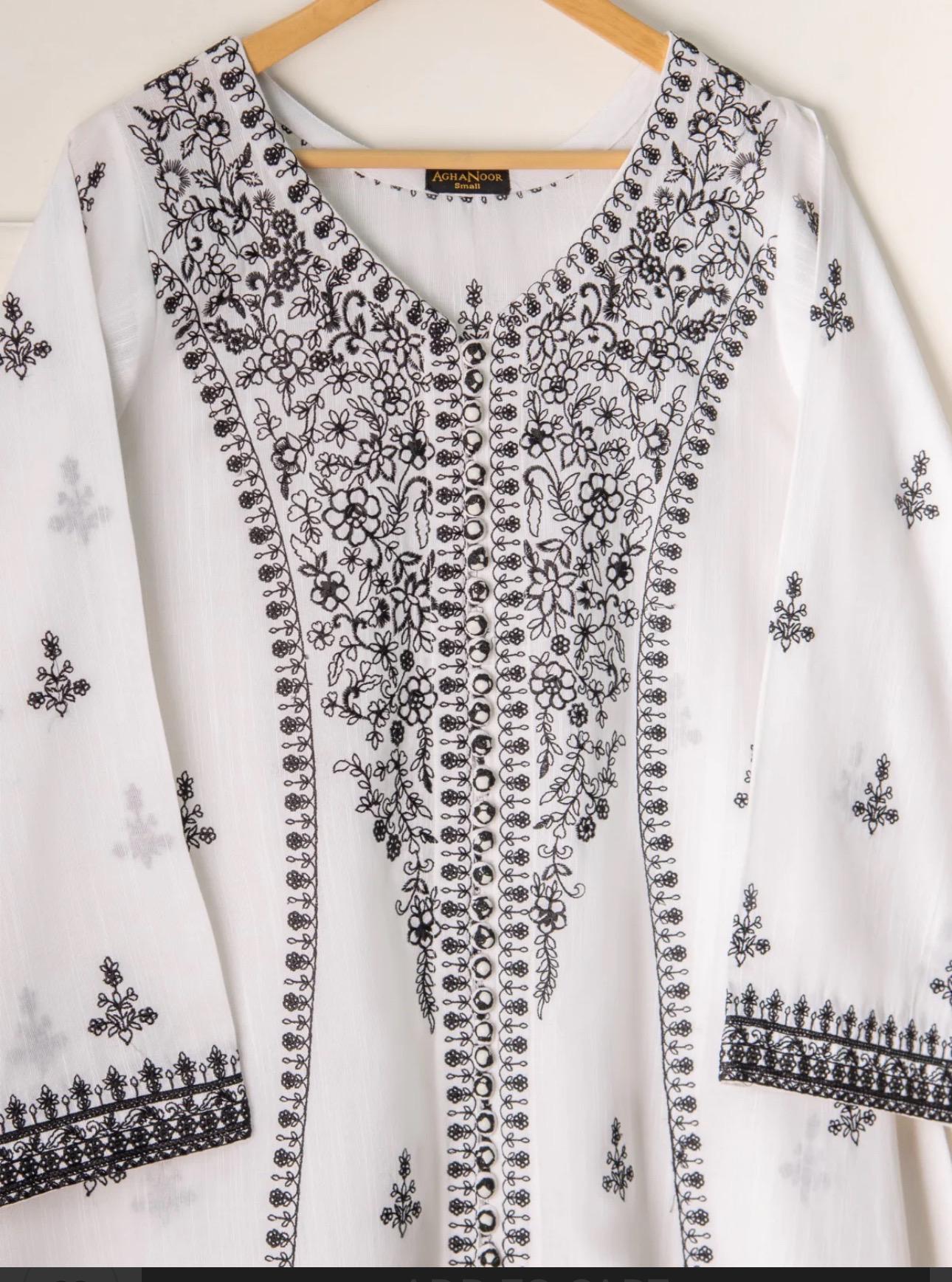 Agha Noor Original 2 Piece Khaddar Embroidered Frock Shirt & Pant