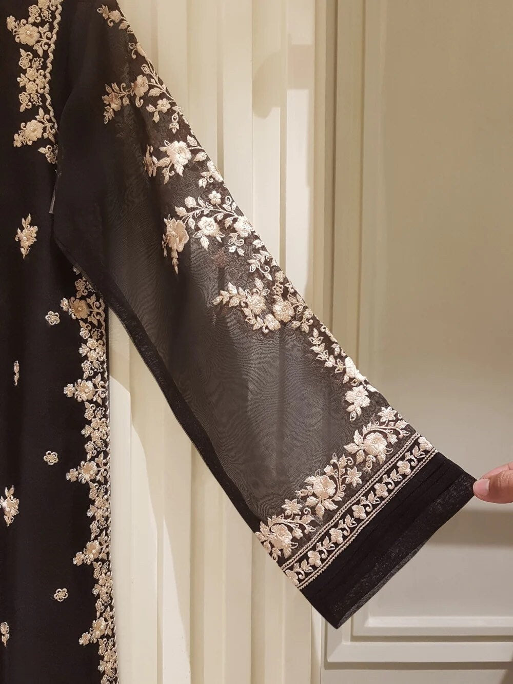 Agha Noor Original Organza 3 Piece Embroidered Dress
