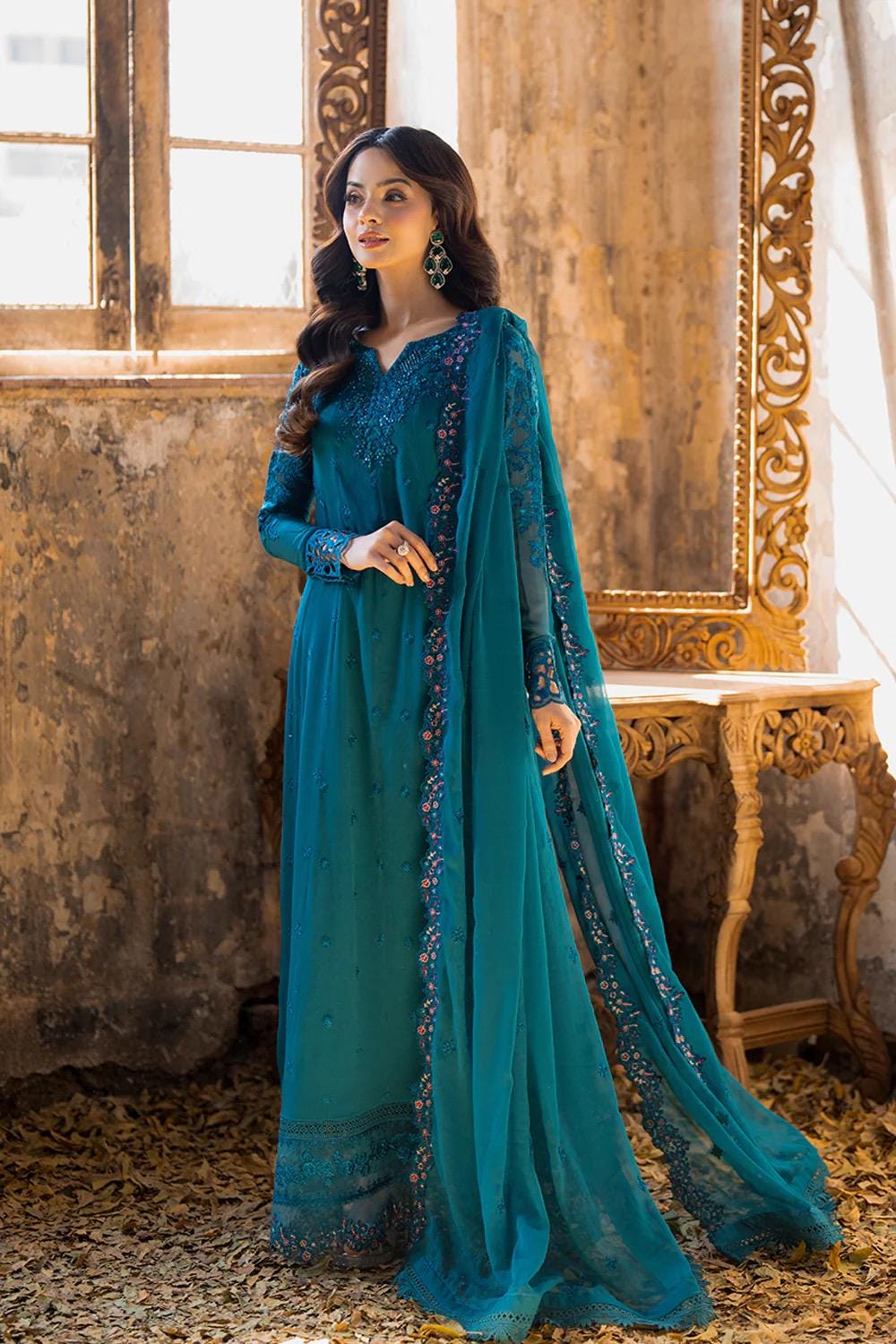 Azure Ensembles Collection 2025 Chifffon Embroidered Dress