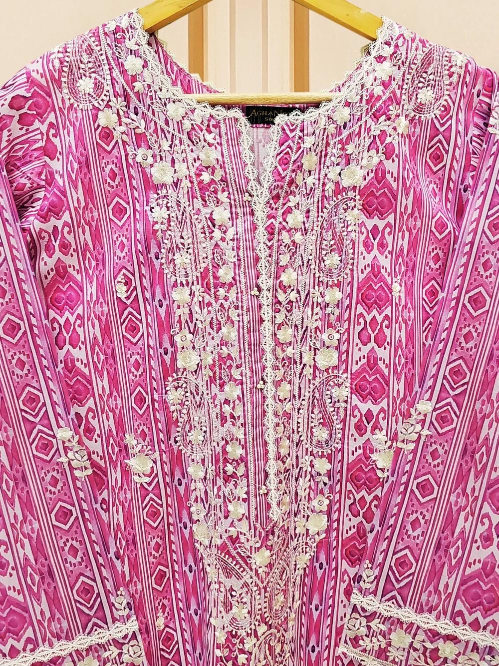 Agha Noor 2 Piece Lawn Embroidered Shirt & Pant