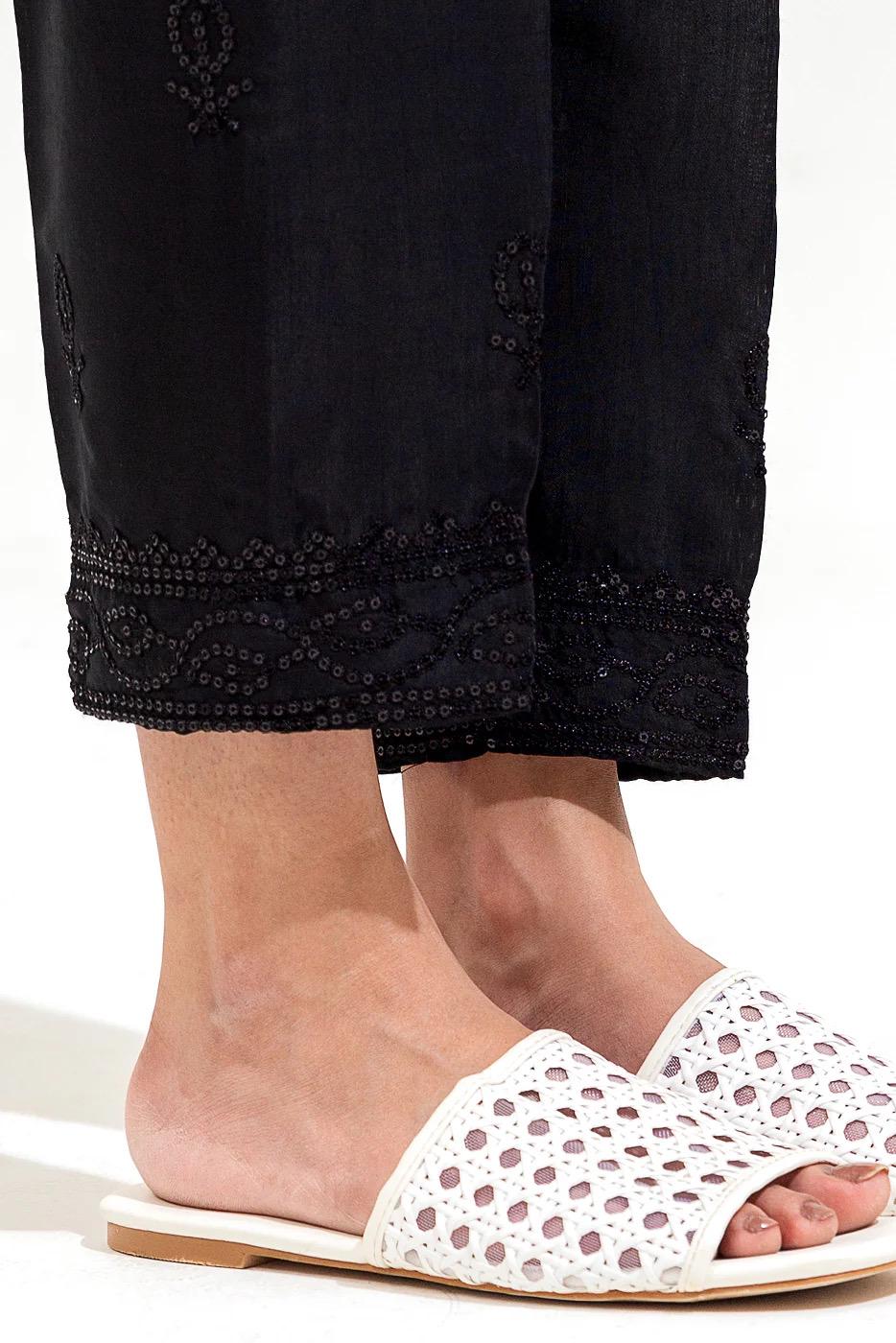 Raw Silk Sequins Embroidered Black