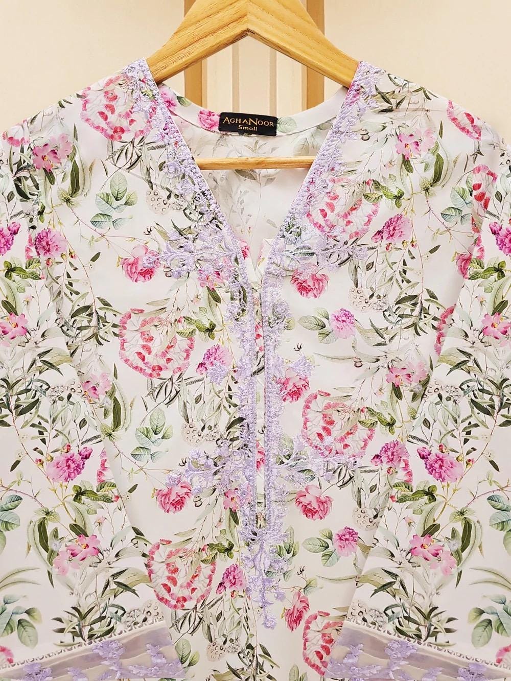 Agha Noor Original 2 Piece Cotton Embroidered Shirt & Pant Pakistani Indian Bangladeshi Designer Ready To Wear