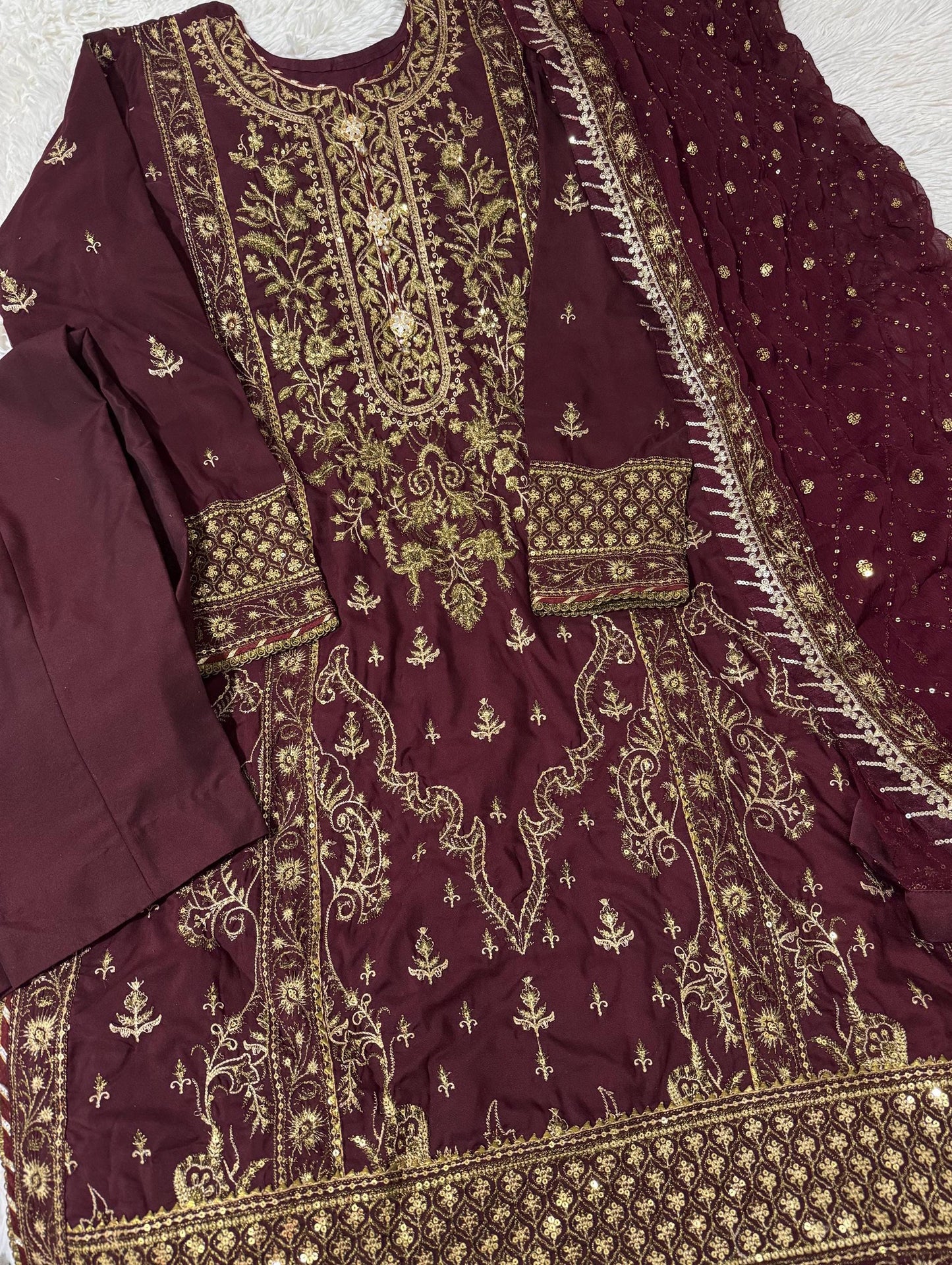Asim Jofa Original Twisted Silk Embroidered Pakistani Designer Wear Size Large