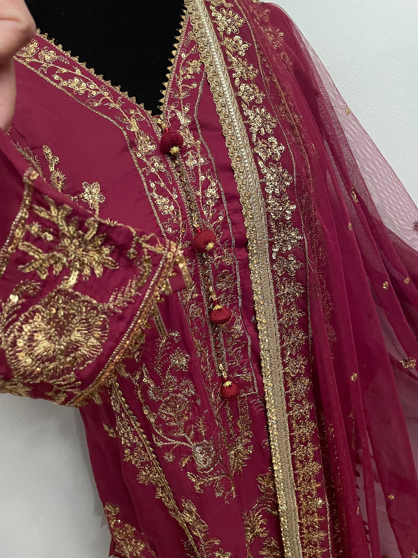 Asim Jofa Original Cotton Silk Embroidered Zari Sitara Collection Pakistani Designer Wear Size Medium
