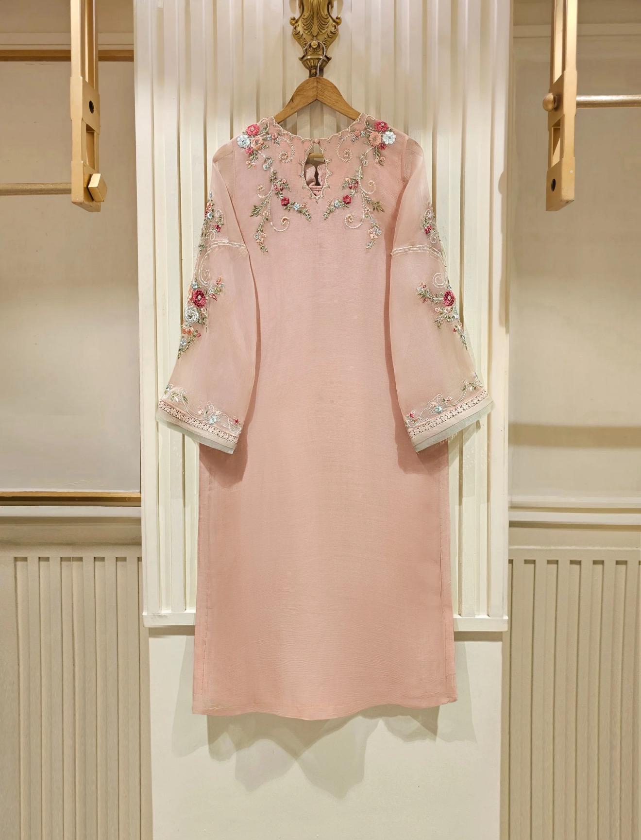 Pure Chiffon Embroidered Dress S111338