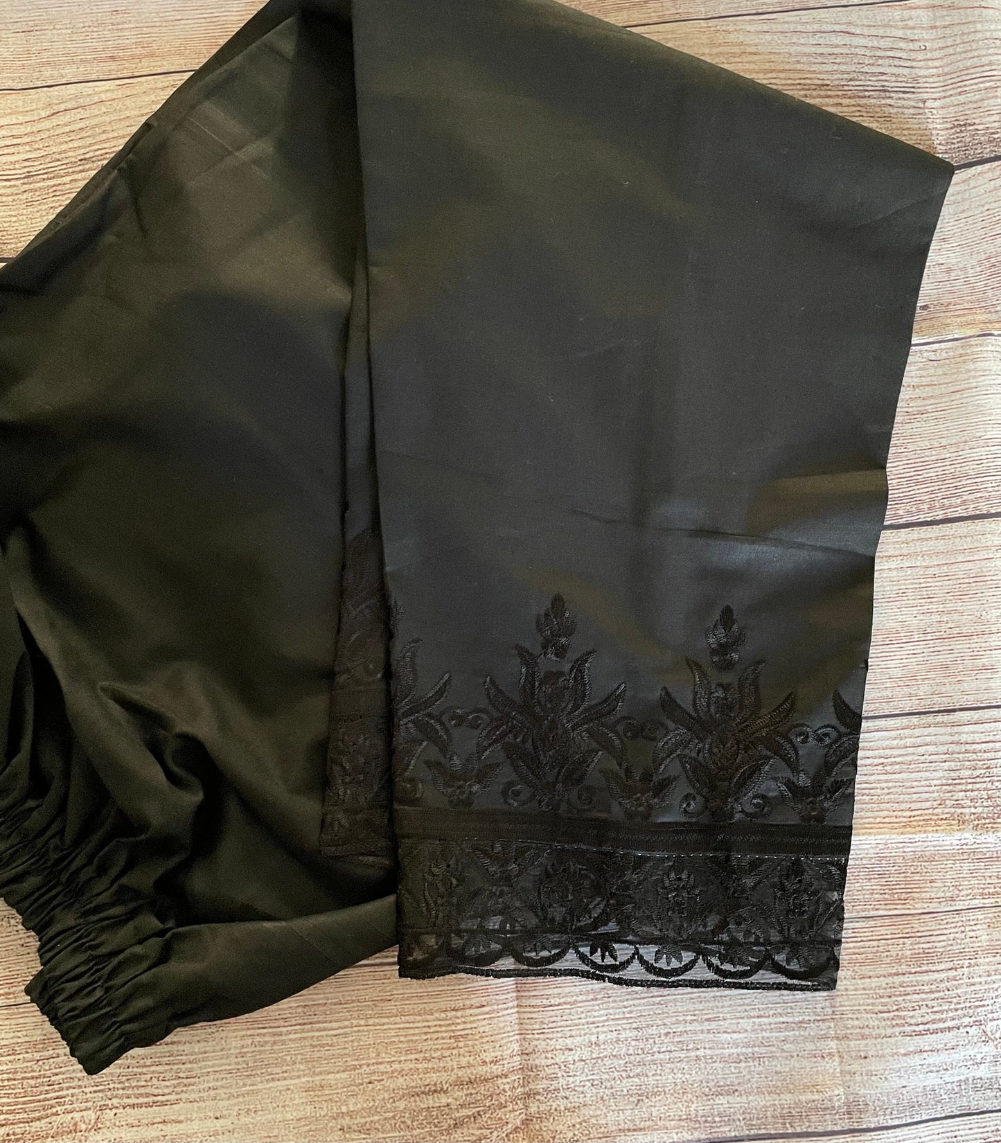 Cotton Embroidered Pant Trouser Black