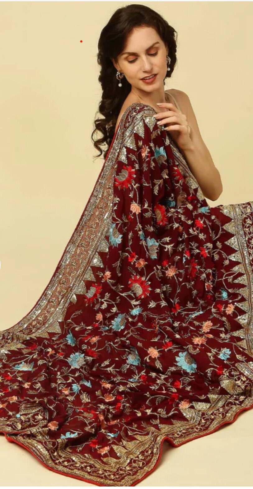 Georgette Heavily Zardosi Embroidered Dupatta