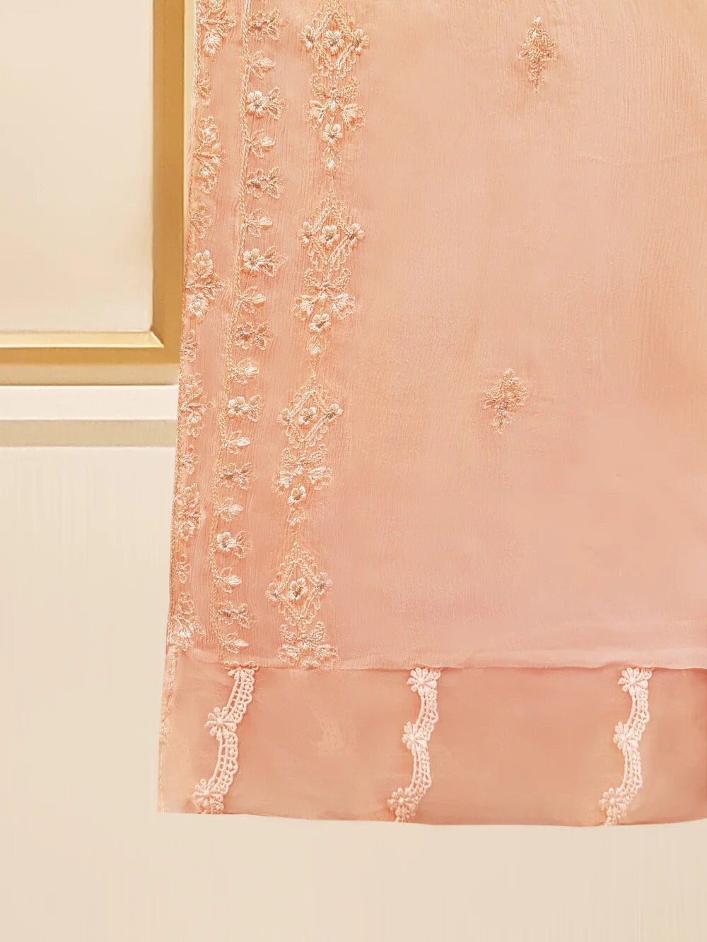 Agha Noor Original Pure 3 Piece Chiffon Embroidered Dress