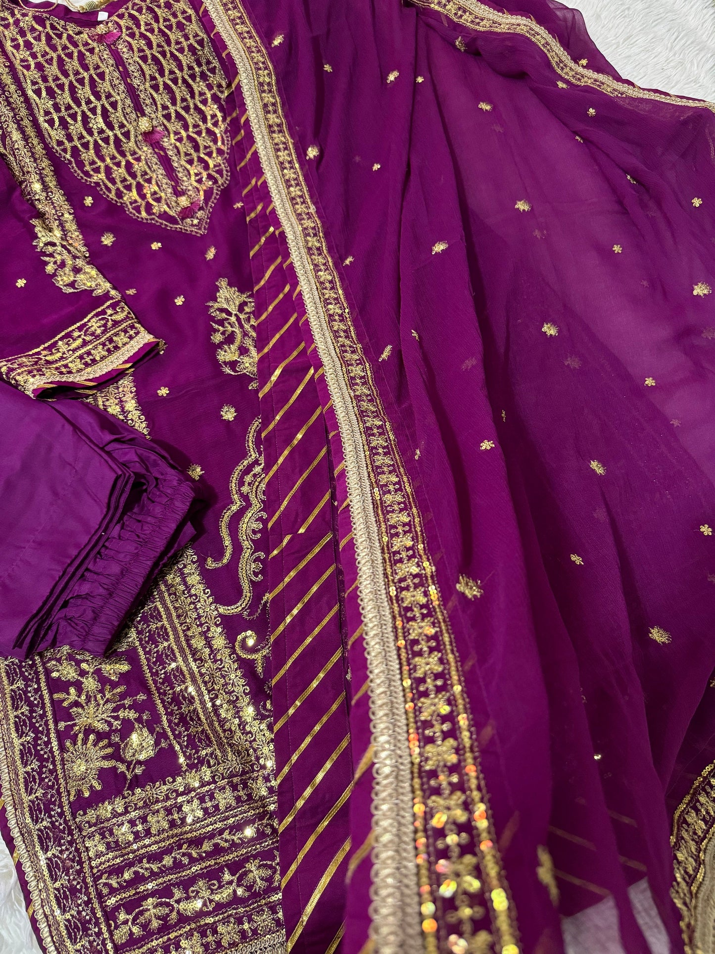Asim Jofa Original Chiffon Embroidered Chamak Dhamak Collection Pakistani Designer Wear Size Medium