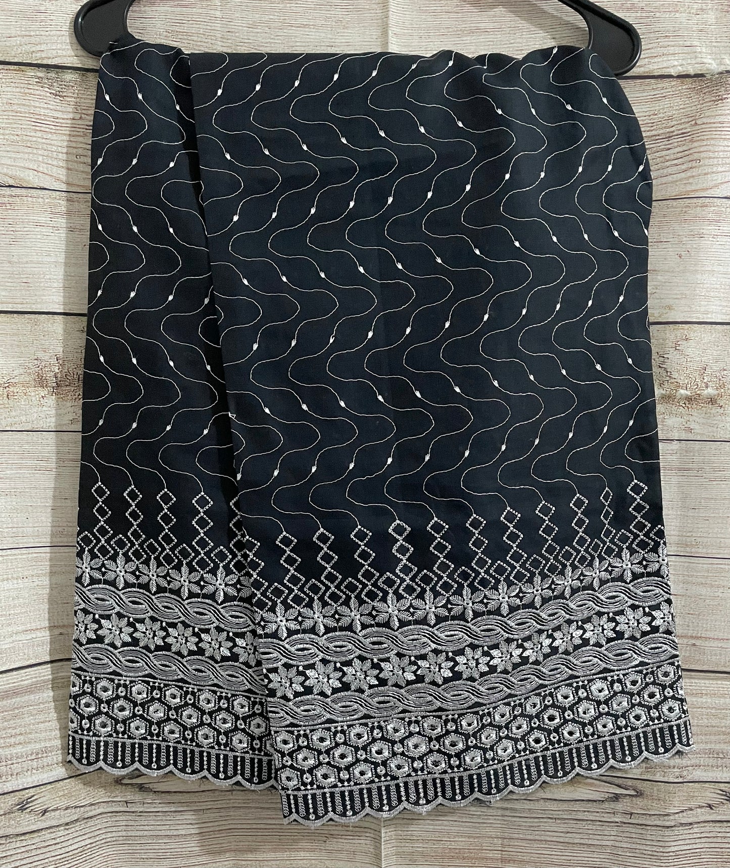 Cotton Lawn Embroidered Chikankari Pant Trouser Black & White