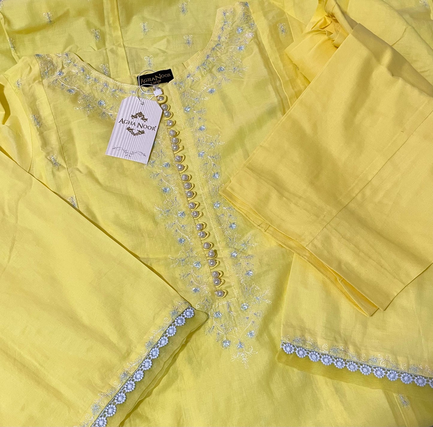 Agha Noor 2 Piece Lawn Embroidered Shirt & Pant