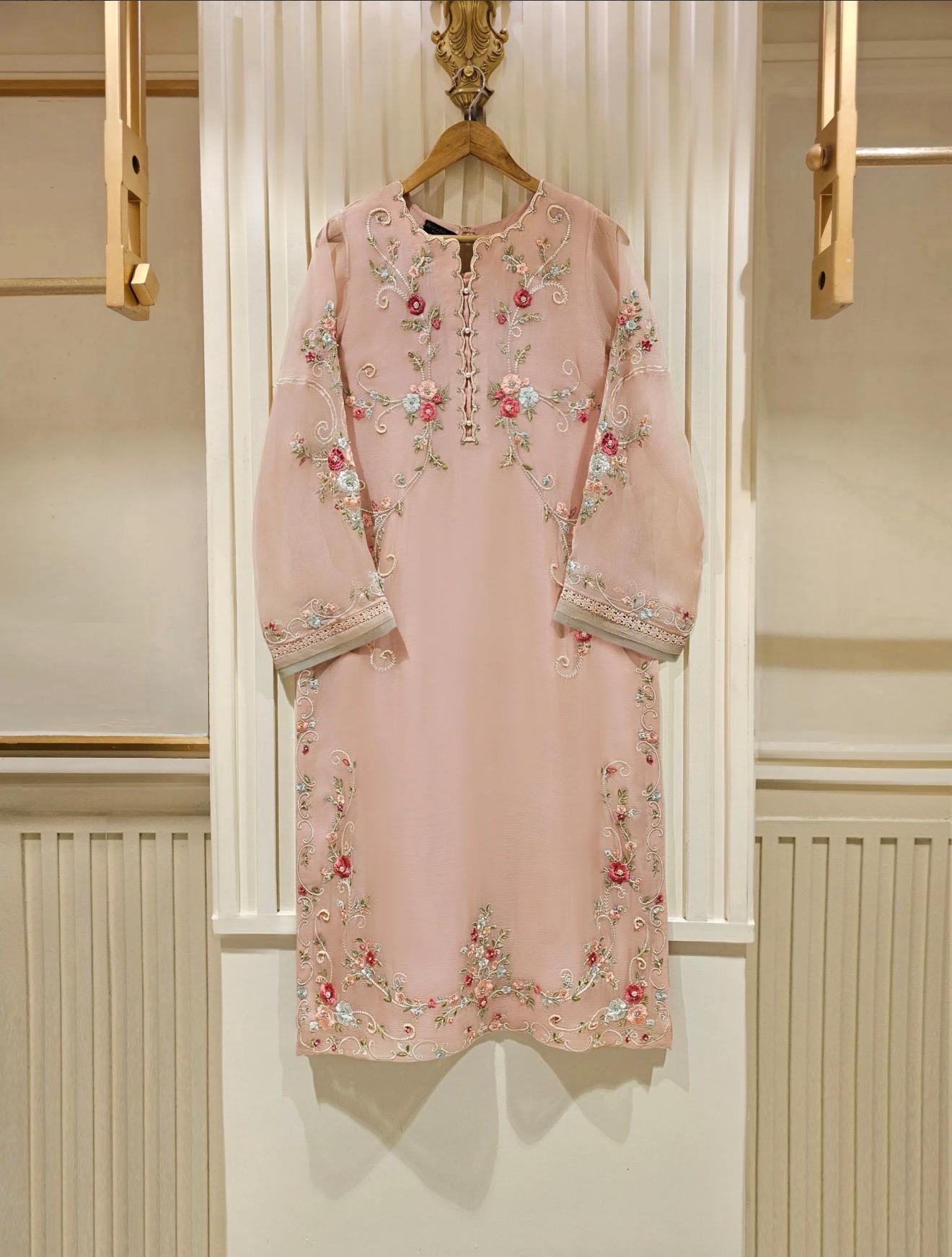 Pure Chiffon Embroidered Dress S111338