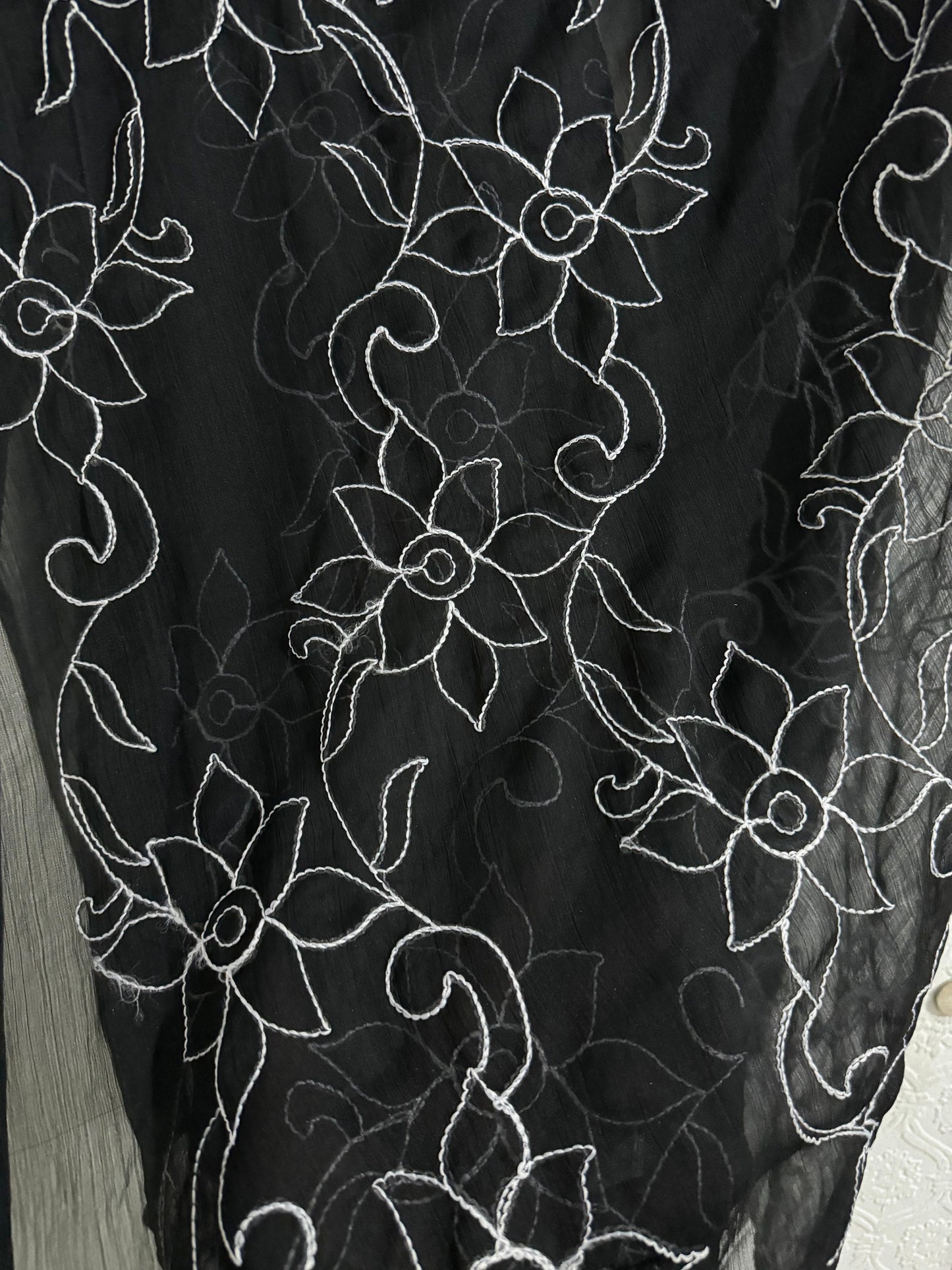 Chiffon Embroidered Dupatta Black & White