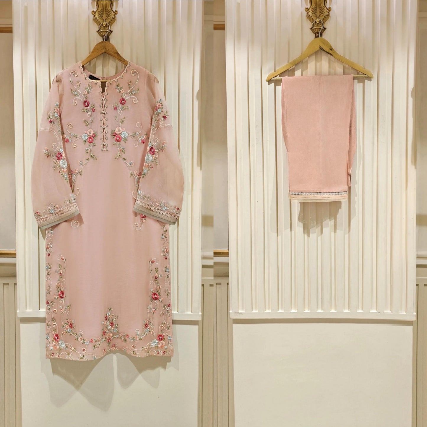 Pure Chiffon Embroidered Dress S111338