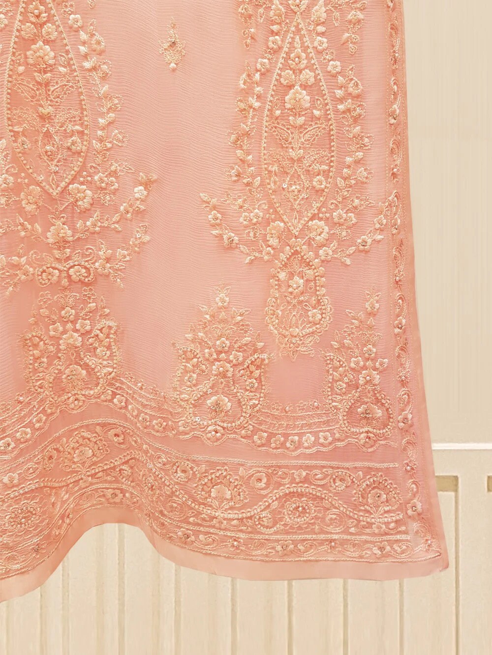 Agha Noor Original Pure 3 Piece Chiffon Embroidered Dress