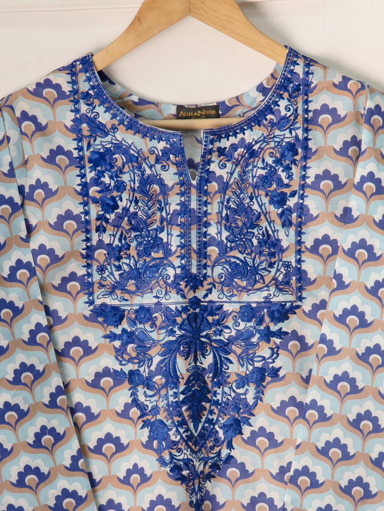 Agha Noor 2 Piece Cotton Embroidered Shirt & Dupatta