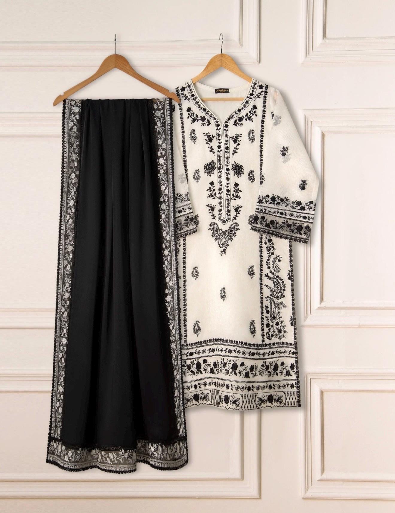 Agha Noor Pure Cotton Net Embroidered Dress