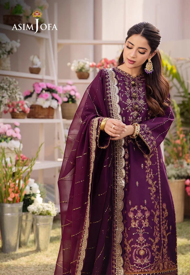 Asim Jofa Boski Silk Embroidered Dress