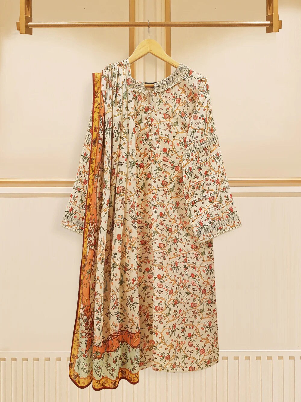 Agha Noor Original 3 Piece Cambric Cotton Dress