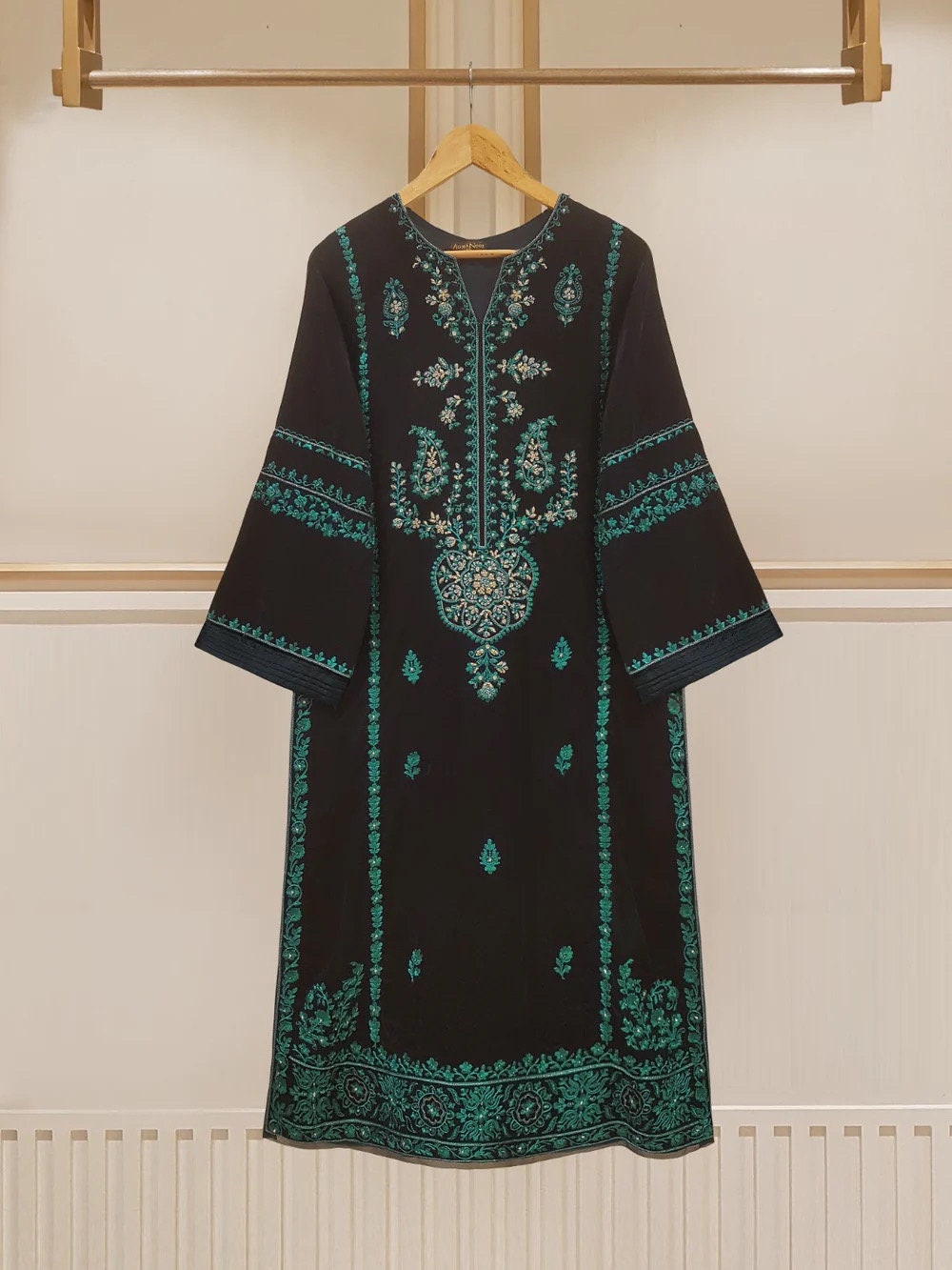 Agha Noor Velvet Embroidered Dress