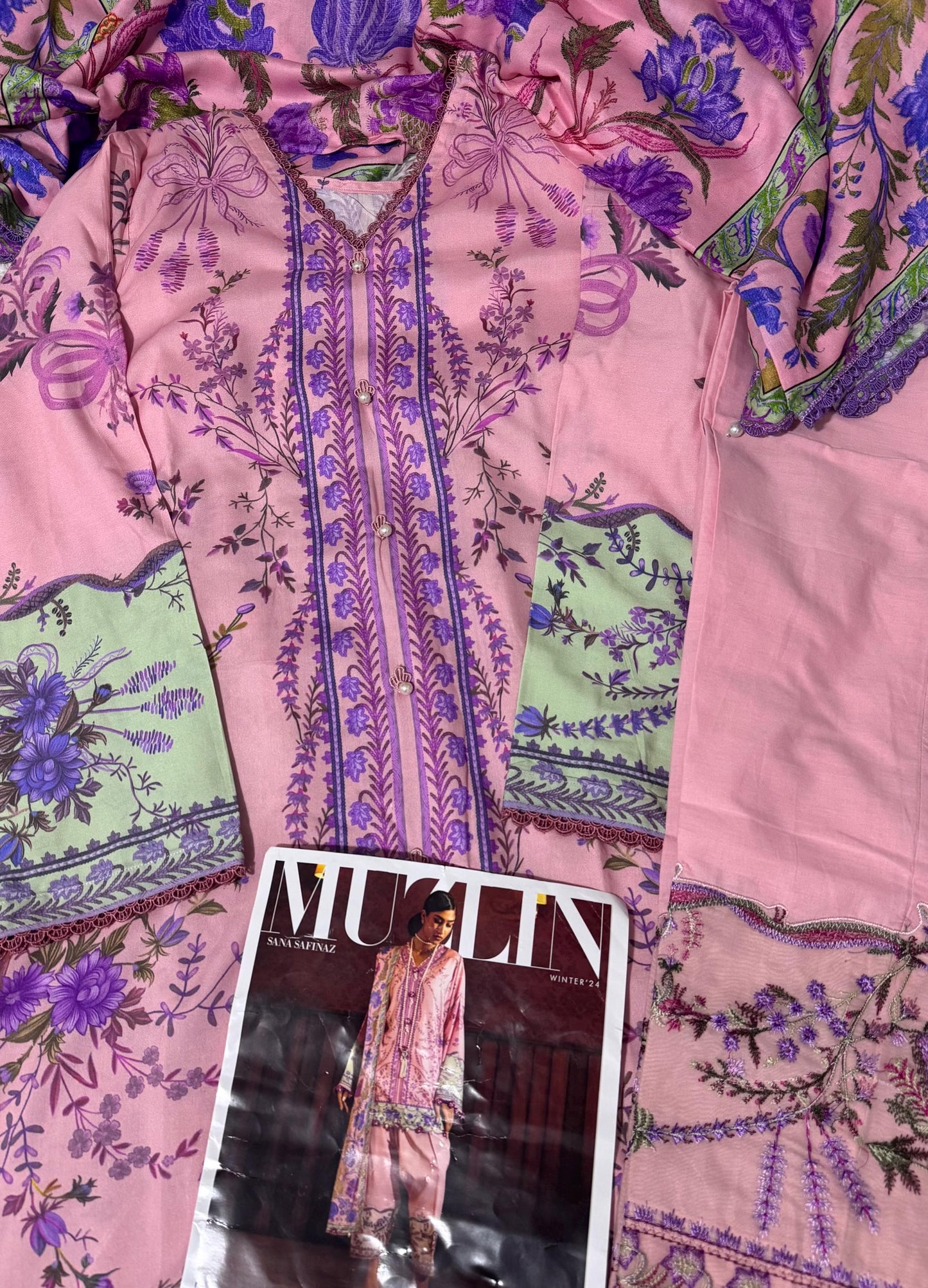 Sana Safinaz Muzlin Collection Wear 3 Piece Linen Dress