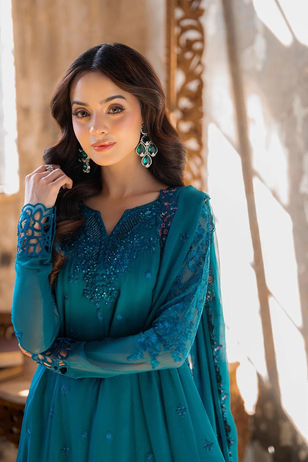 Azure Ensembles Collection 2025 Chifffon Embroidered Dress
