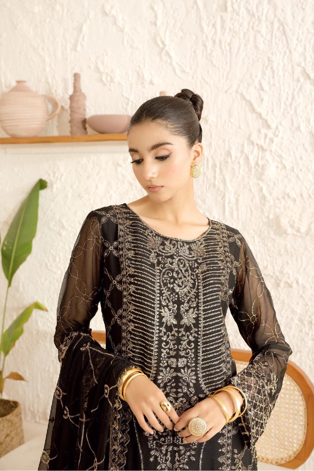 Chiffon Embroidered 3 Piece Stitched Dress Pakistani Designer Wear