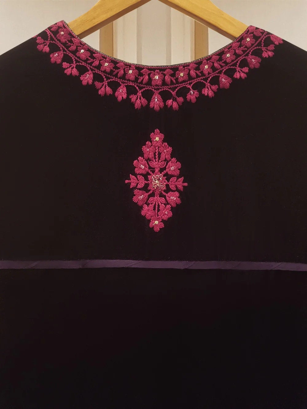 Agha Noor Velvet Embroidered Dress