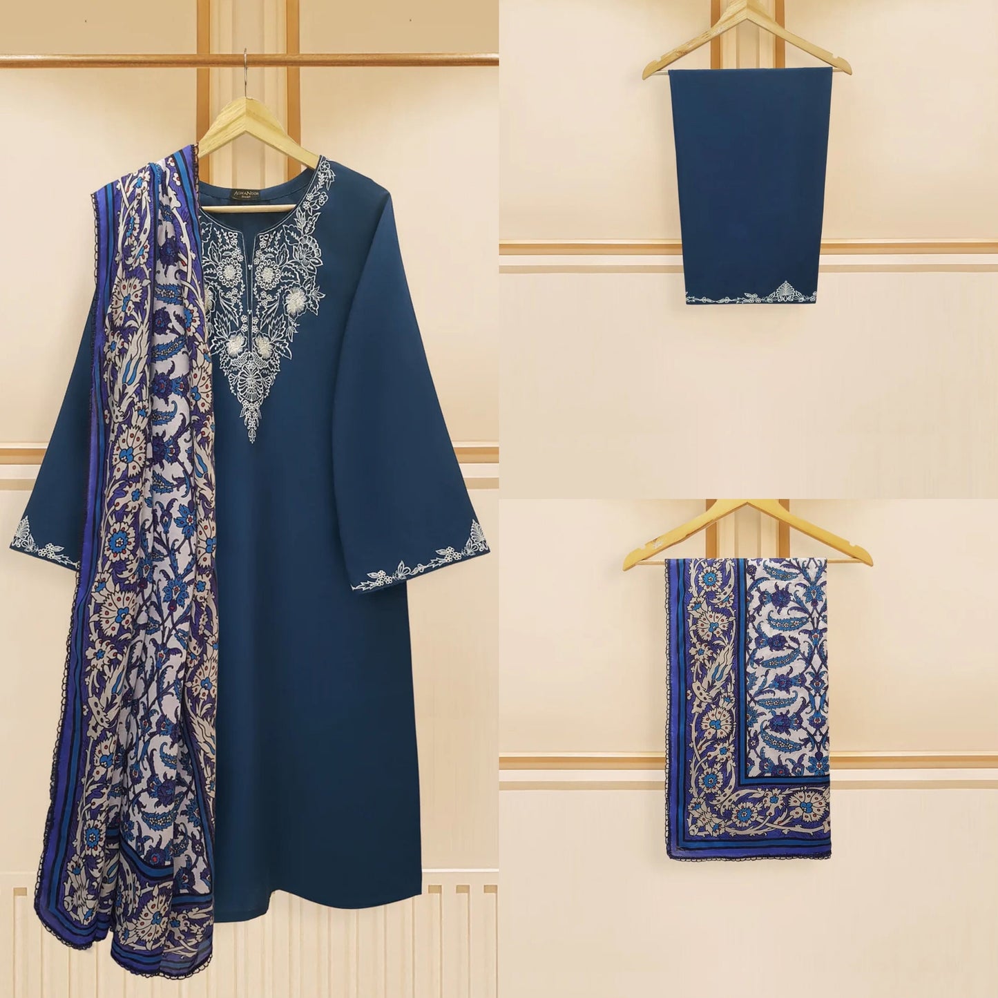 Agha Noor Original 3 Piece Lawn Embroidered Dress