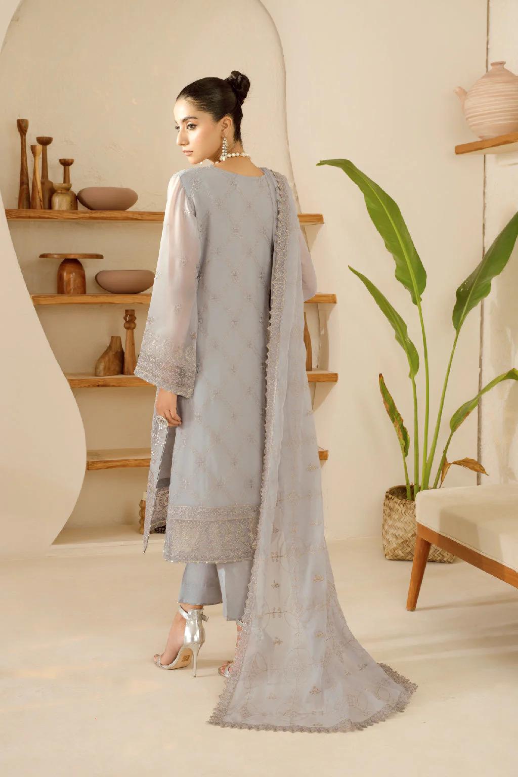 Chiffon Embroidered 3 Piece Stitched Dress Pakistani Designer Wear
