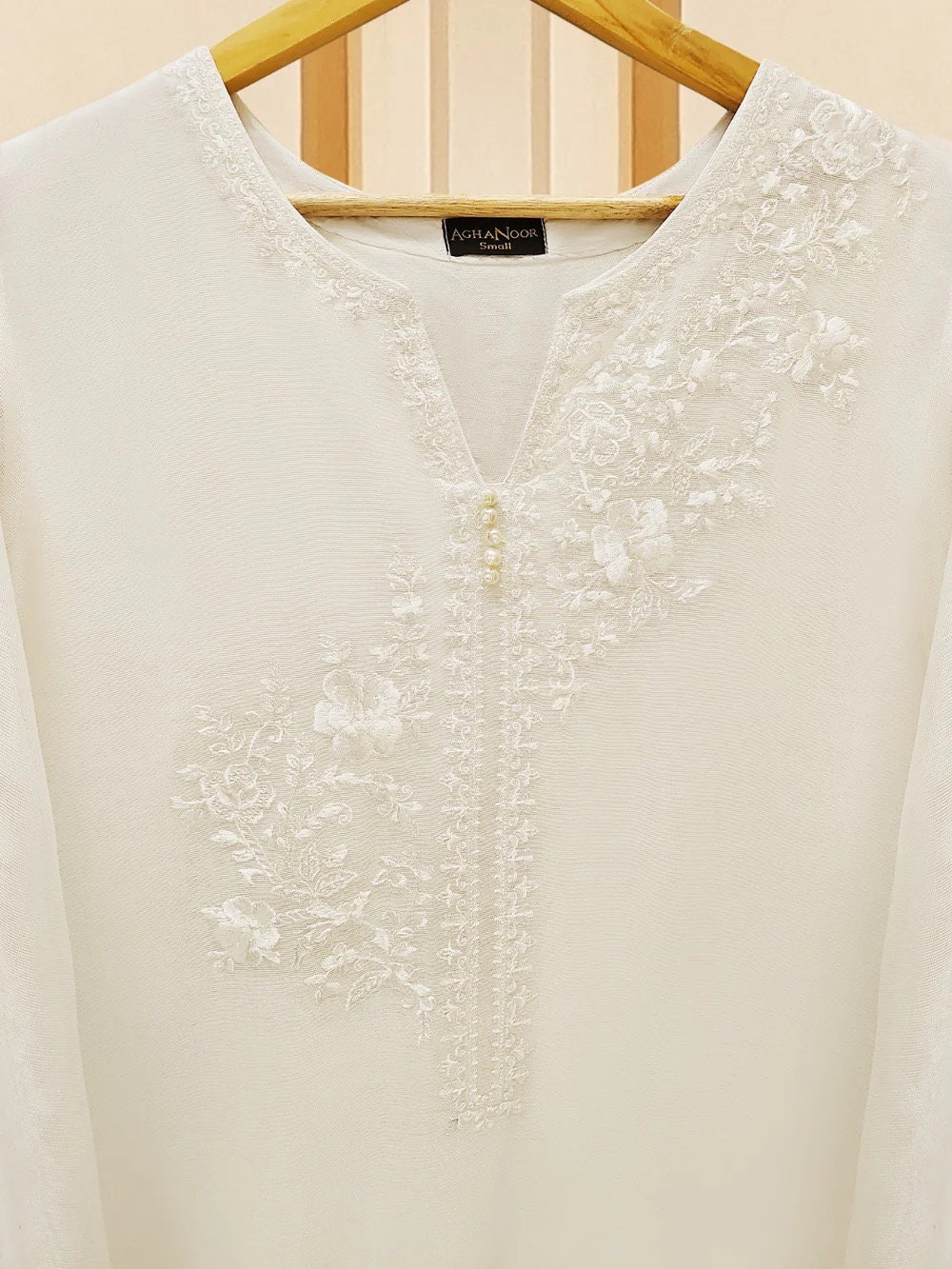 Agha Noor Cotton Net Embroidered Dress