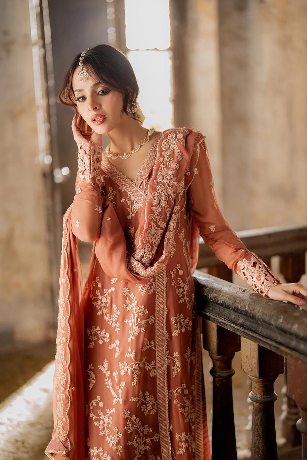 Azure Ensembles Collection 2025 Chiffon Embroidered Dress