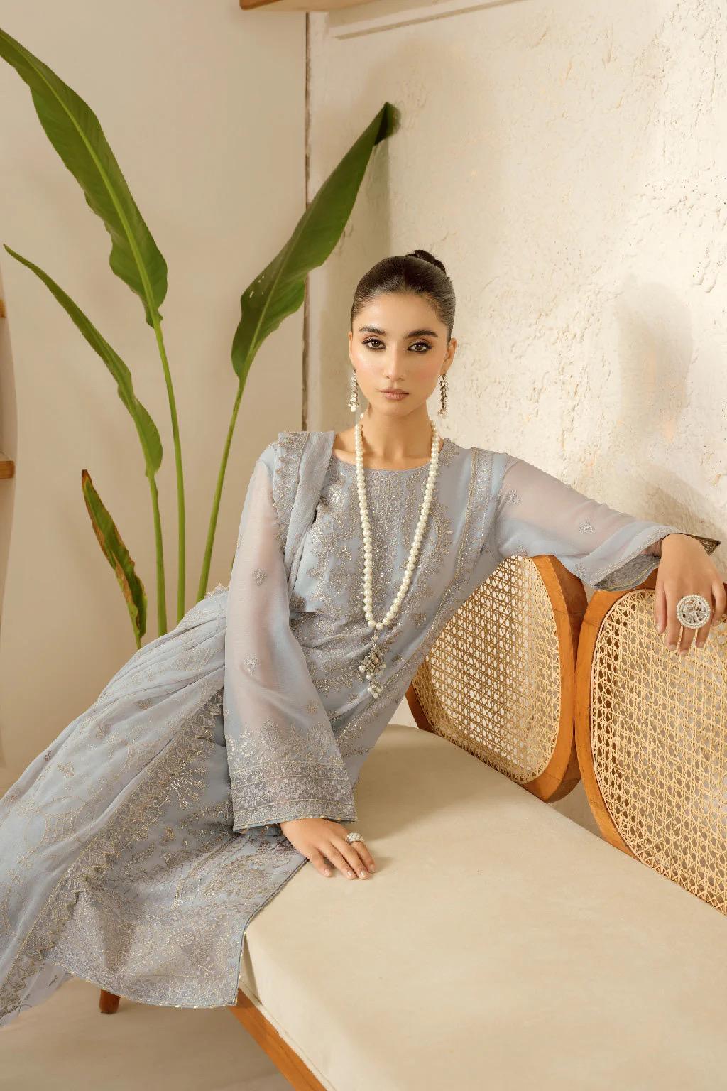 Chiffon Embroidered 3 Piece Stitched Dress Pakistani Designer Wear