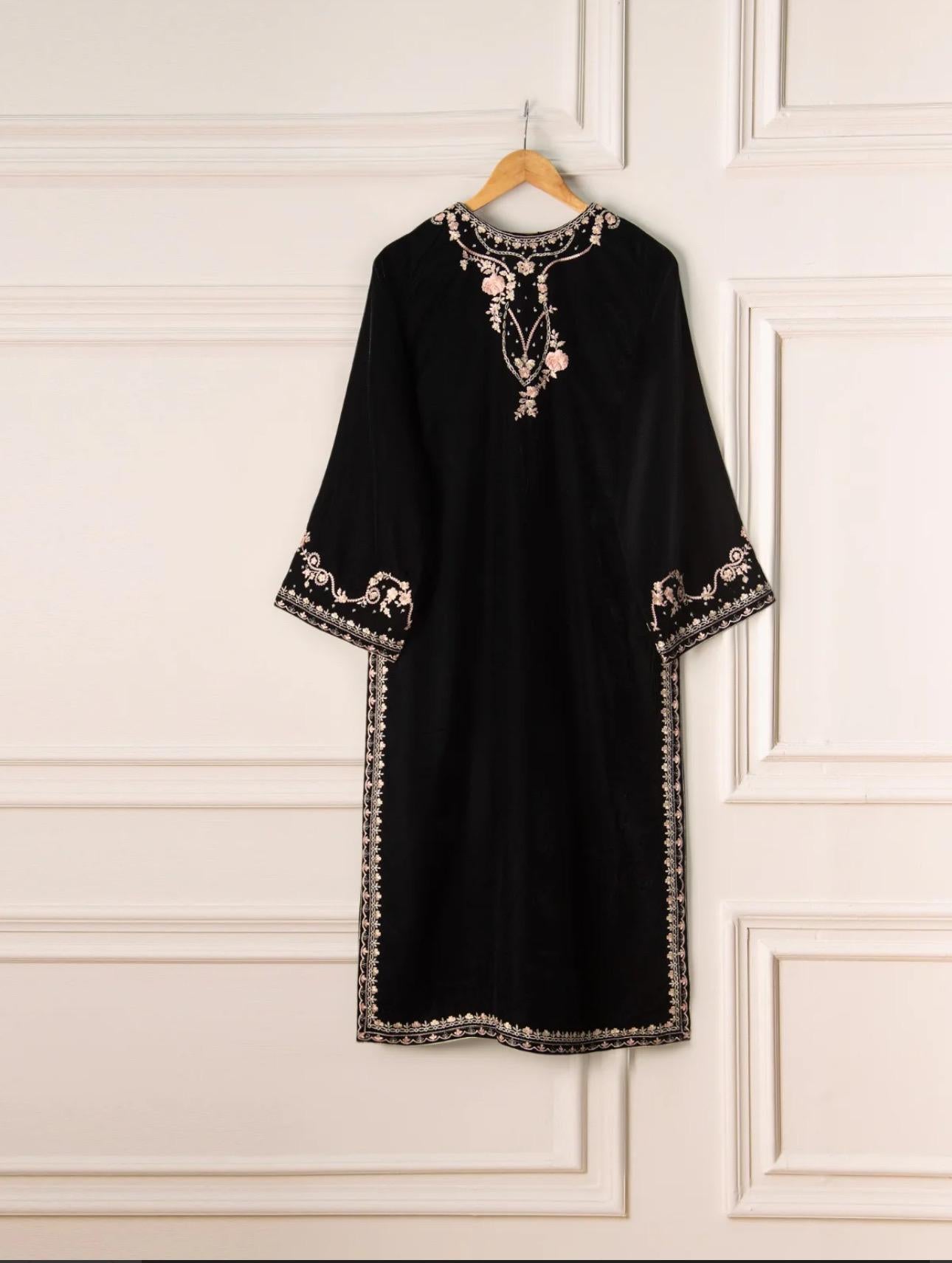 Agha Noor Velvet Embroidered Dress