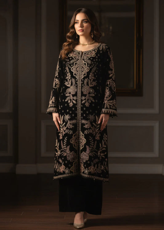Velvet Embroidered Dress Pakistani Designer Ready To Wear