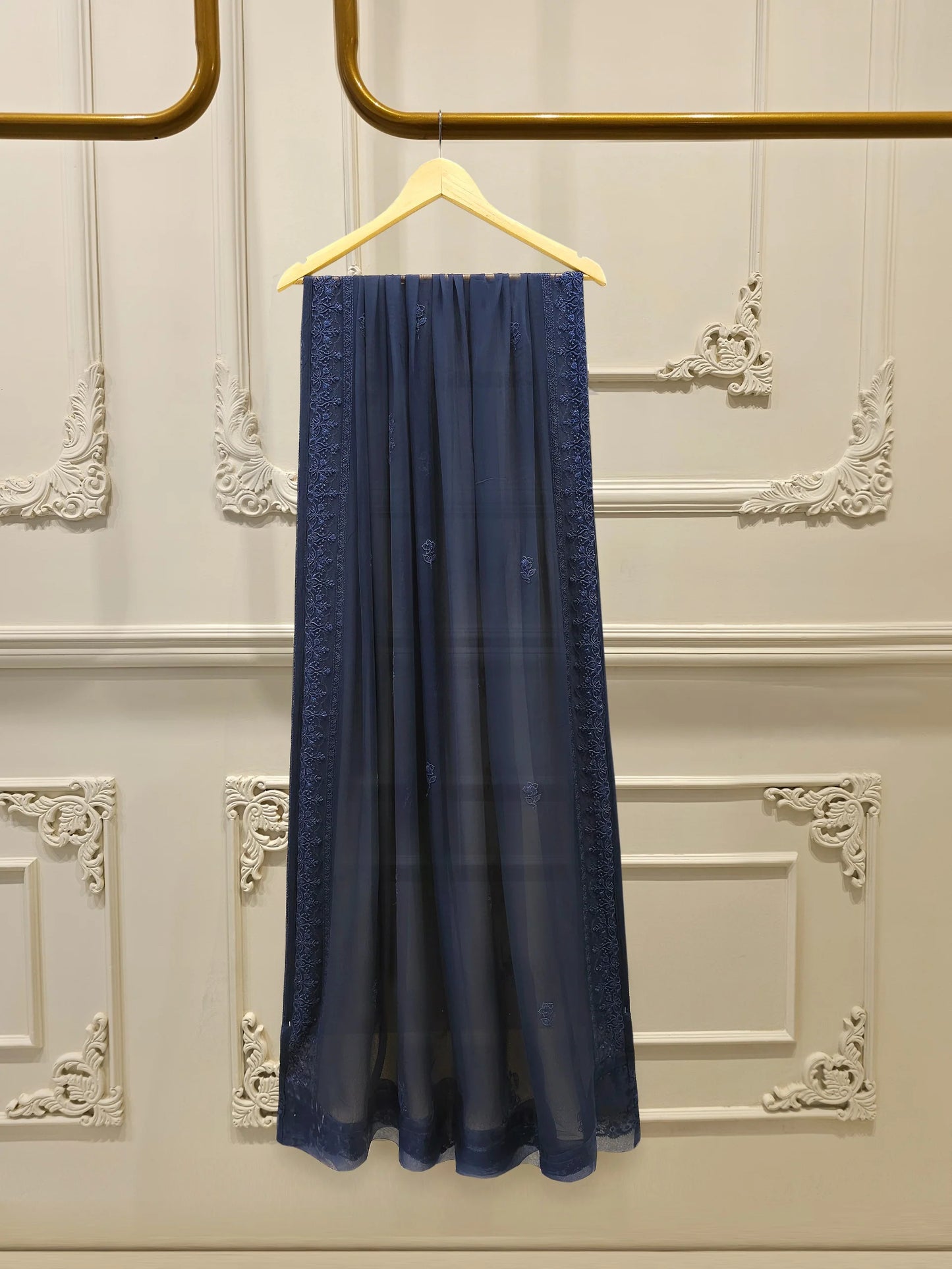 Agha Noor 3 Piece - Pure Chiffon Embroidered Dress S112692